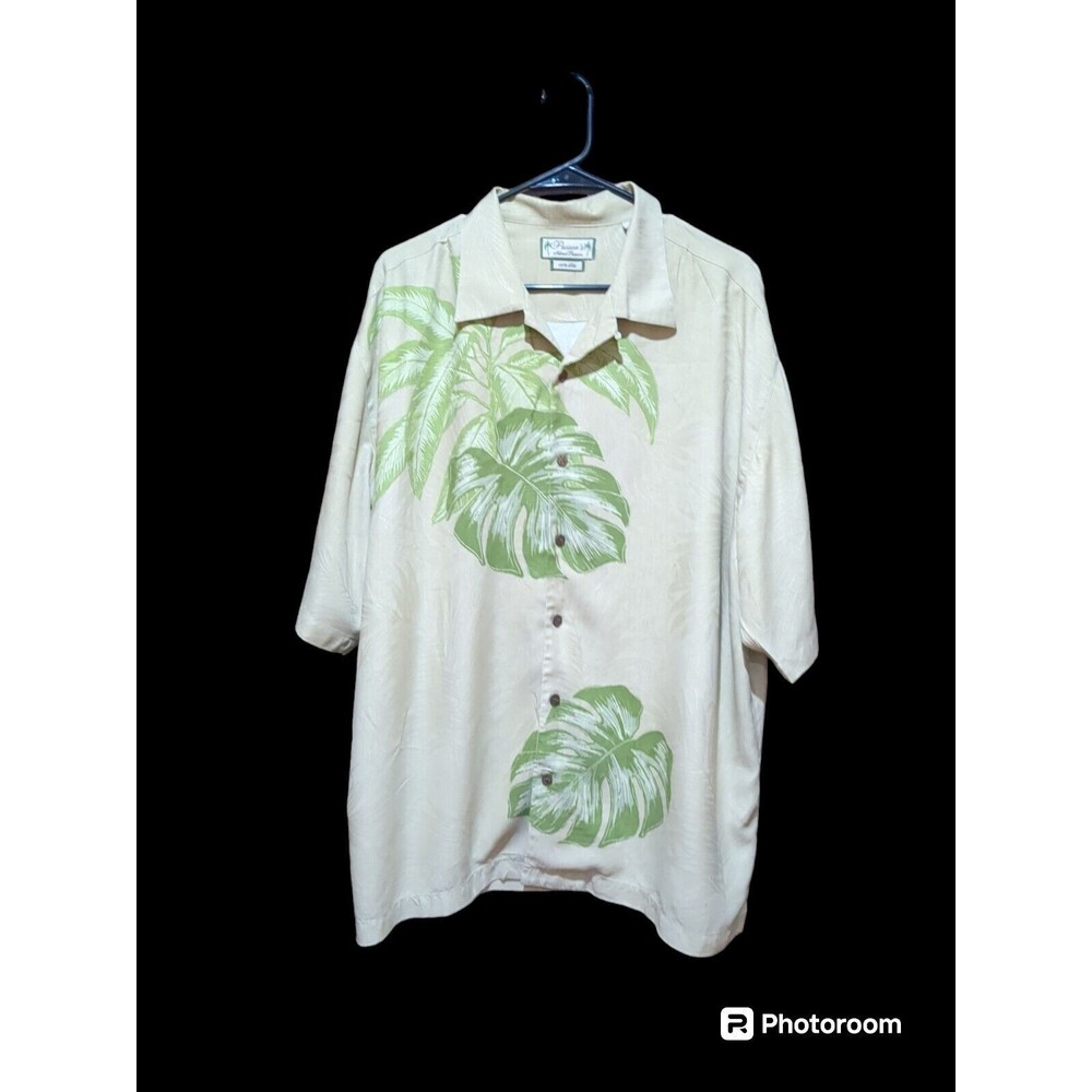 Pusser’s Island Reserve Hawaiian Shirt Silk Men's Lg. Wooden Buttons